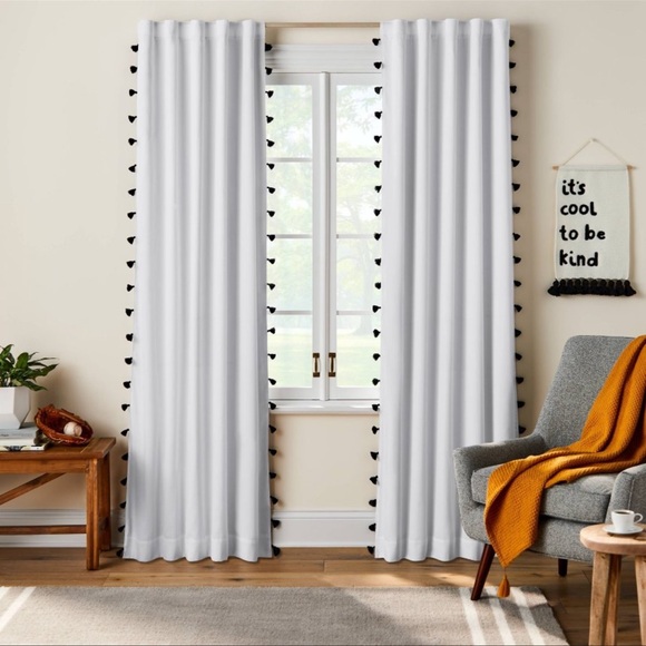 SINGLE Pillowfort Tassel Kids Blackout Window Curtain Panels 41”x83” - Picture 3 of 9